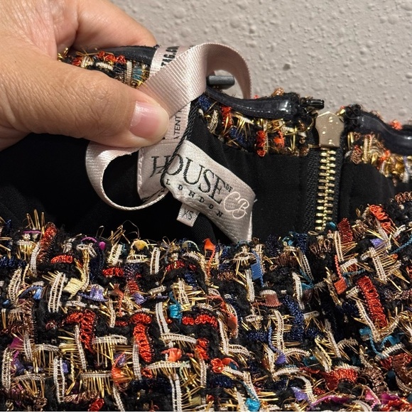 House of CB NWT Size XS Multicolor Gabrielle Tweed Strapless Midi Dress Formal - Picture 4 of 5